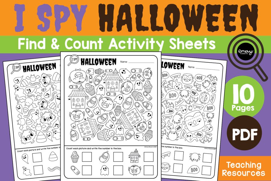 Halloween Find and Count Activity Sheets