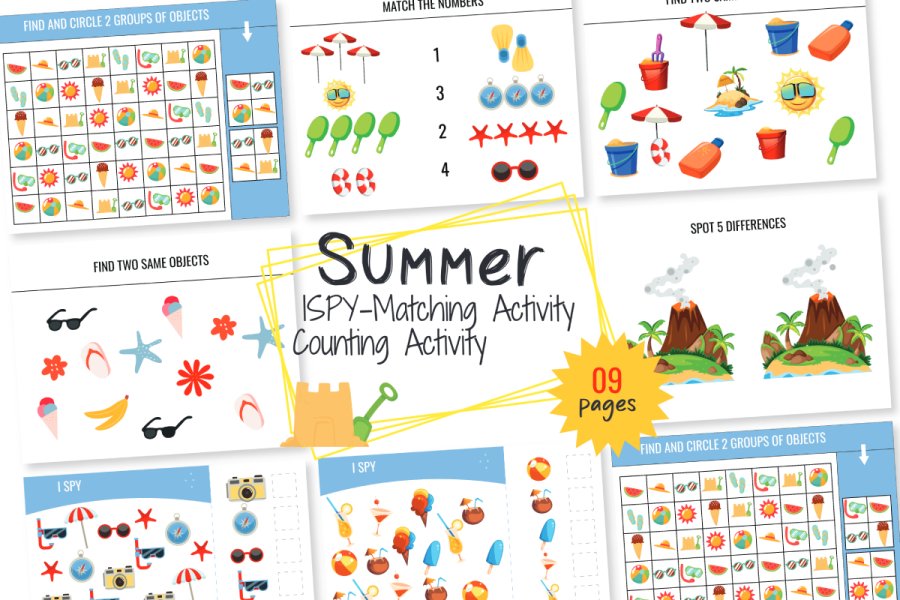 Summer I Spy Activity Sheets for Kids