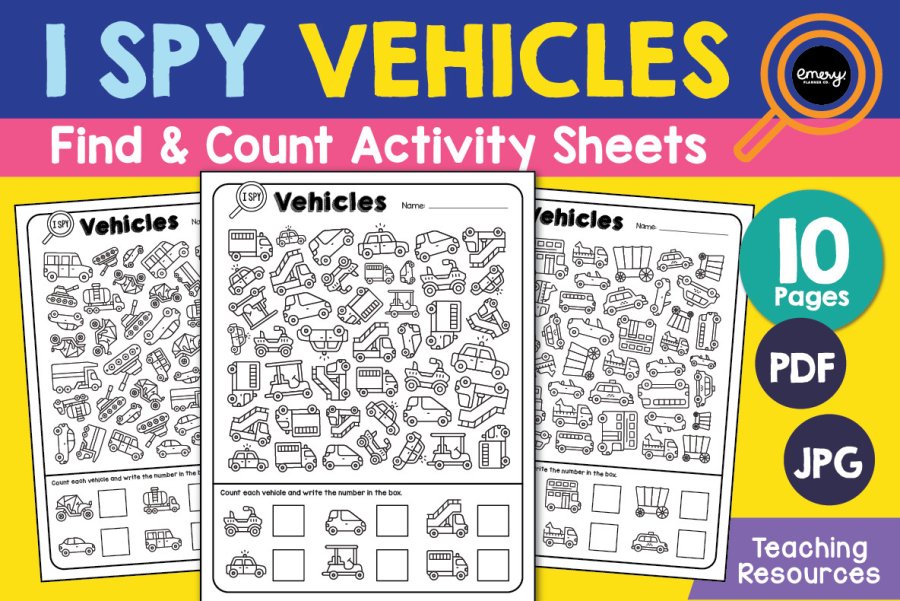 Vehicle Find and Count Activity Sheets