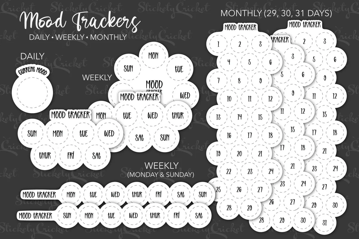 Mood Tracker Digital Sticker Widgets