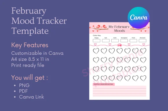 February Mood Tracker Template
