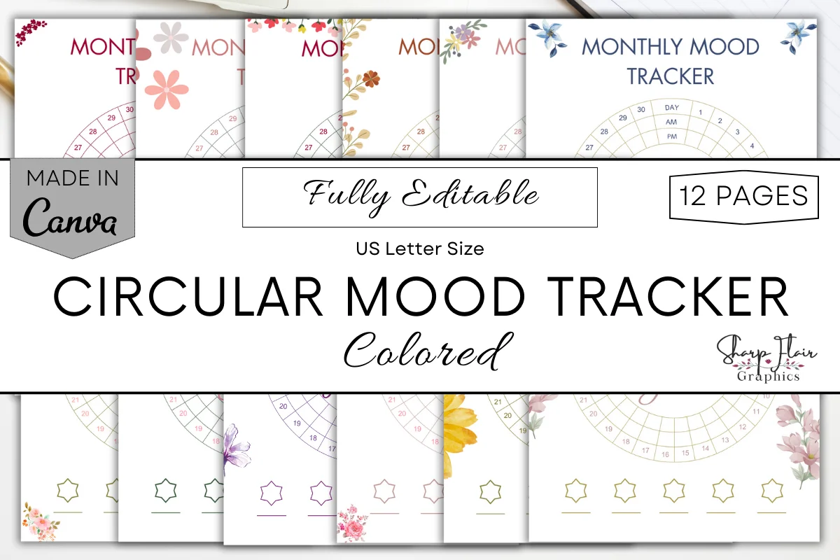 Circular Mood Tracker Canva Template