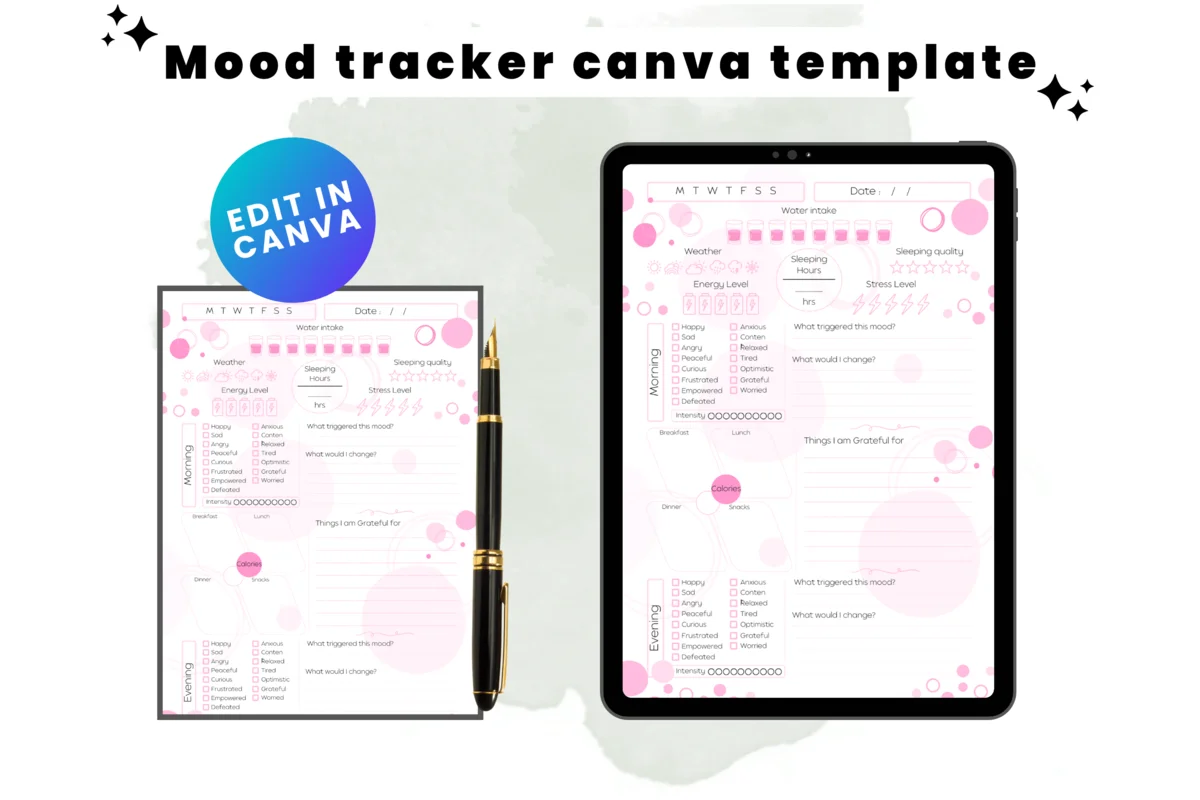 Customizable Mood Tracker Journal Interior