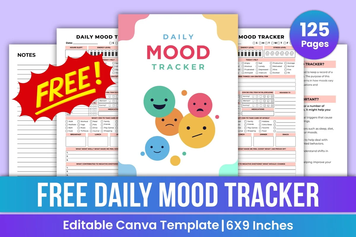 Daily Mood Tracker Canva Template