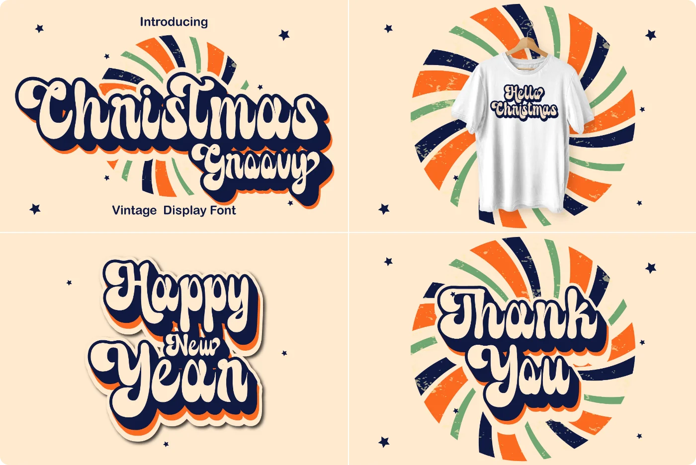 Xmas Groovy Retro Handwritten Font