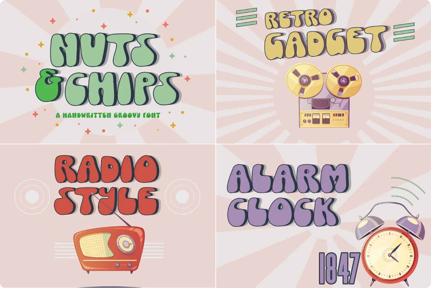 Nuts Chips Groovy Retro Font