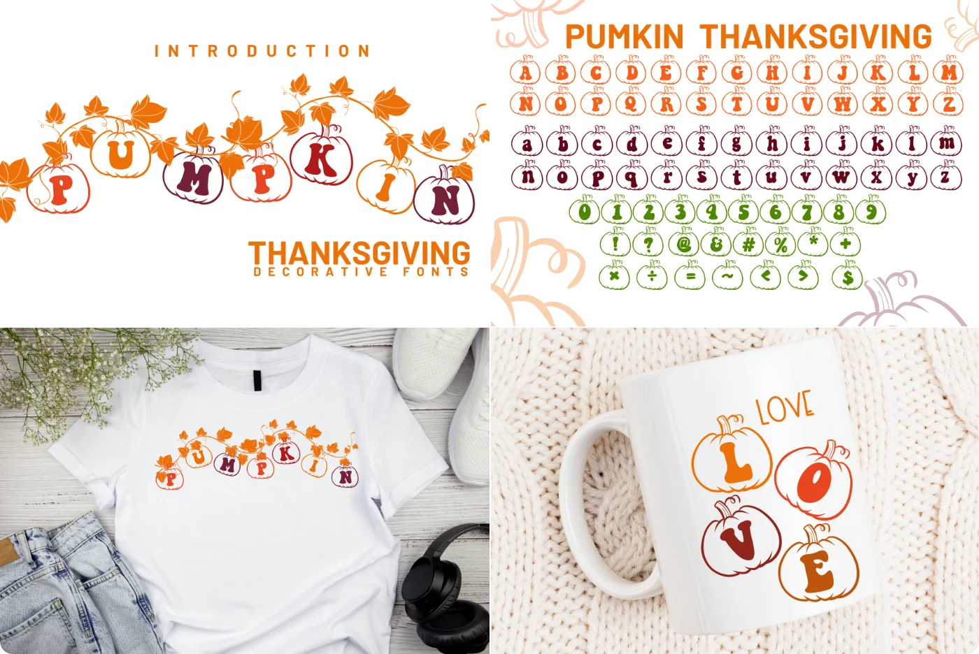Pumpkin Thanksgiving Decorative Display Font