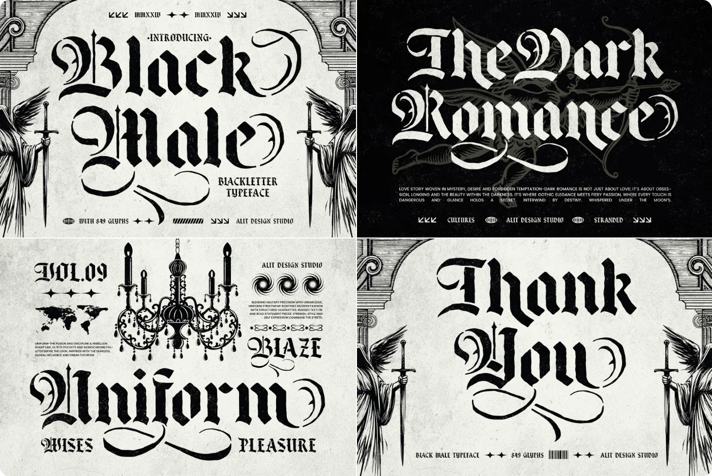 Black Male Stencil Blackletter Font