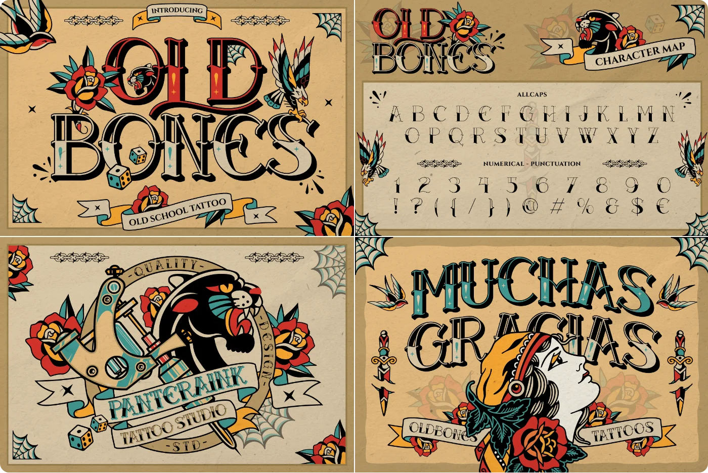 Old Bones American Traditional Tattoo Font
