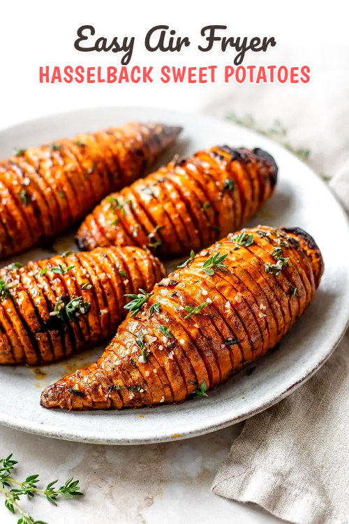 Air Fryer Hasselback Sweet Potatoes