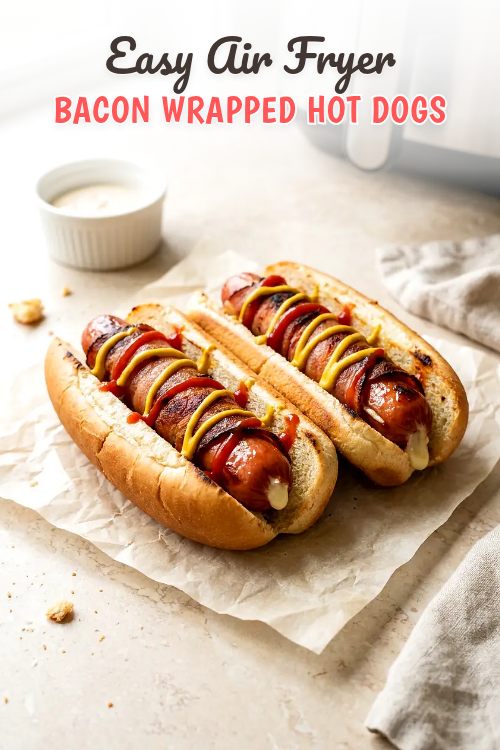 Air Fryer Bacon Wrapped Hot Dogs