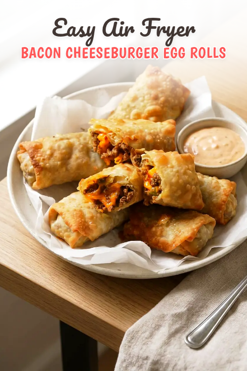 Air Fryer Bacon Cheeseburger Egg Rolls